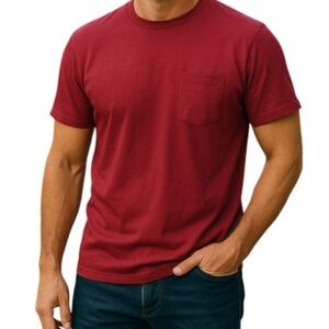 Izod Mens Short Sleeve Pocket Golf Tee Classic Fit Red Logo Crewneck Size L